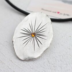 sun Pendant with 4 cm Swarovski stone Chaton, 5,5x4 cm