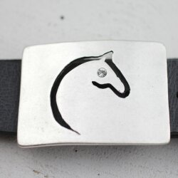 Belt Buckle horse head silhouette with 4 mm Swarovski...
