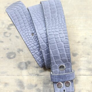 Ledergrtel, 4 cm, 100 % Bffelleder - Croco Look Blau Matt