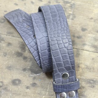 Ledergrtel, 4 cm, 100 % Bffelleder - Croco Look Blau Matt