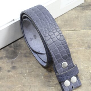Ledergrtel, 4 cm, 100 % Bffelleder - Croco Look Blau Matt