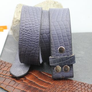 Ledergrtel, 4 cm, 100 % Bffelleder - Croco Look Blau Matt