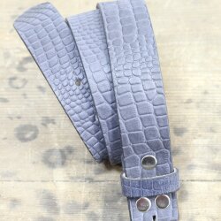 leather belts, 4 cm, 100 % Buffalo leather - Croco Look Blau Matt