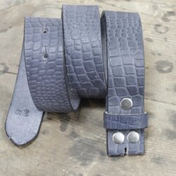 leather belts, 4 cm, 100 % Buffalo leather - Croco Look Blau Matt