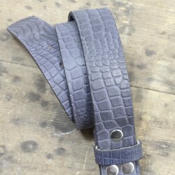 leather belts, 4 cm, 100 % Buffalo leather - Croco Look Blau Matt