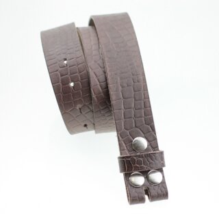 Ledergrtel, 4 cm, 100 % Rindsleder - Croco Look Dunkelbraun