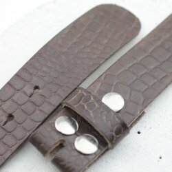 leather belts, 4 cm, 100 % Cow leather - Croco Look Dark Brown