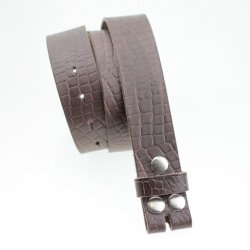 leather belts, 4 cm, 100 % Cow leather - Croco Look Dark Brown