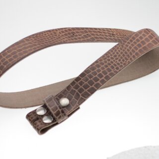 Ledergrtel, 4 cm, 100 % Rindsleder - Croco Look Braun