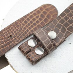 leather belts, 4 cm, 100 % Cow leather - Croco Look Braun