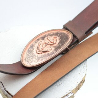 Ledergrtel, 4 cm, 100 % Rindsleder - Braun Diagonale