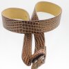 leather belts, 4 cm, 100 % Cow leather - Croco Look Khaki Beige