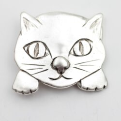 Antique Silver Kitten belt buckle, Cat belt buckle,...