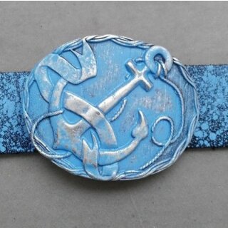 Anchor Belt Buckle, light blue, 8,5x6,8 cm