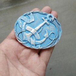 Anchor Belt Buckle, light blue, 8,5x6,8 cm