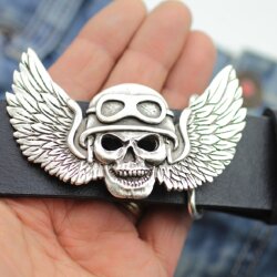 Belt Buckle Biker, angel of death, 9,0x6,0 cm, antique silver