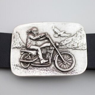 Belt Buckle Biker with Motorcycle, motorbike, 8,0x5,8 cm