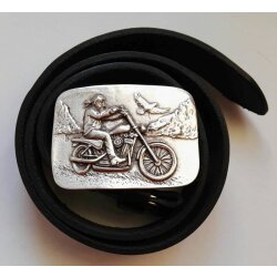 Biker mit Motorrad Gürtelschnalle, 8,0x5,8 cm