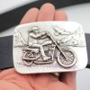 Biker mit Motorrad Gürtelschnalle, 8,0x5,8 cm