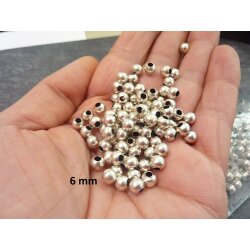 50 pcs. round metal Beads 6 mm