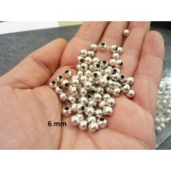 50 pcs. round metal Beads 6 mm