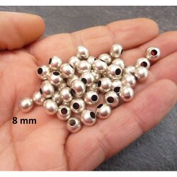 30 pcs. round metal Beads 8 mm Antique Silver