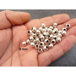 30 pcs. round metal Beads 8 mm Antique Silver