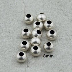 30 pcs. round metal Beads 8 mm Antique Silver