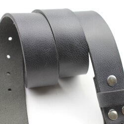 Casual press button leather belt 4 cm Cow leather Dark Grey, Size 80