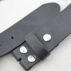 Casual press button leather belt 4 cm Cow leather Dark Grey, Size 80