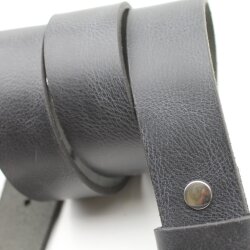 Casual press button leather belt 4 cm Cow leather Dark Grey, Size 80