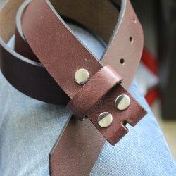 Casual snap belt 4 cm, 100 % Cow leather - Darkbrown