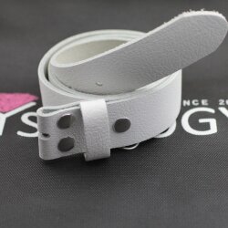 Casual leather belts, 4 cm, 100 % cow leather - White Size 80