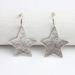 Star Earrings, plain, not braided, 4x3,5 cm