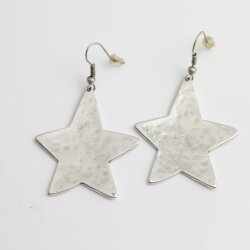 Star Earrings, plain, not braided, 4x3,5 cm