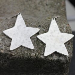 Star Earrings, plain, not braided, 4x3,5 cm