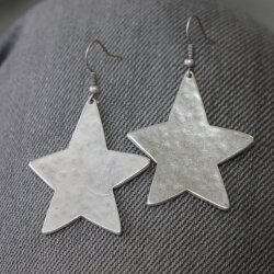 Star Earrings, plain, not braided, 4x3,5 cm