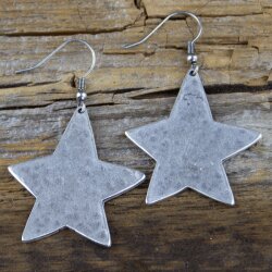 Star Earrings, plain, not braided, 4x3,5 cm