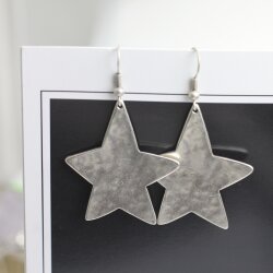 Star Earrings, plain, not braided, 4x3,5 cm