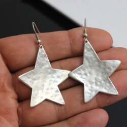 Star Earrings, plain, not braided, 4x3,5 cm