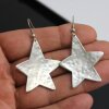 Star Earrings, plain, not braided, 4x3,5 cm