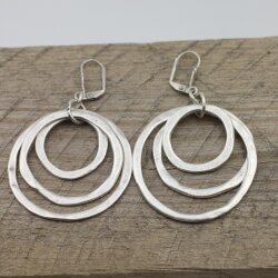 Antique Silver Circle Earrings- three circle