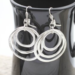 Antique Silver Circle Earrings- three circle