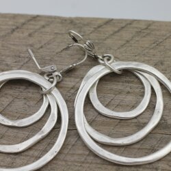 Antique Silver Circle Earrings- three circle