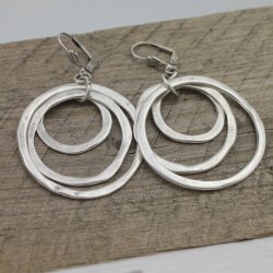 Antique Silver Circle Earrings- three circle