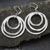 Antique Silver Circle Earrings- three circle