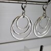 Antique Silver Circle Earrings- three circle