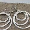 Antique Silver Circle Earrings- three circle