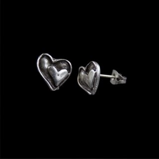 Heart stud earrings, 1,0x1,0 cm