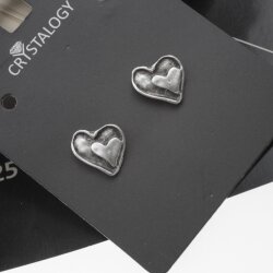 Heart stud earrings, 1,0x1,0 cm